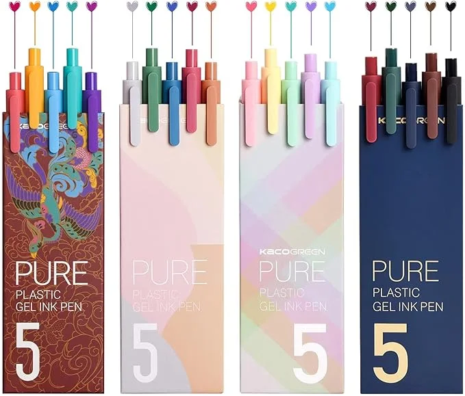 Kaco Pure Macaron Gel Pens - Set of 5 - Assorted Colours