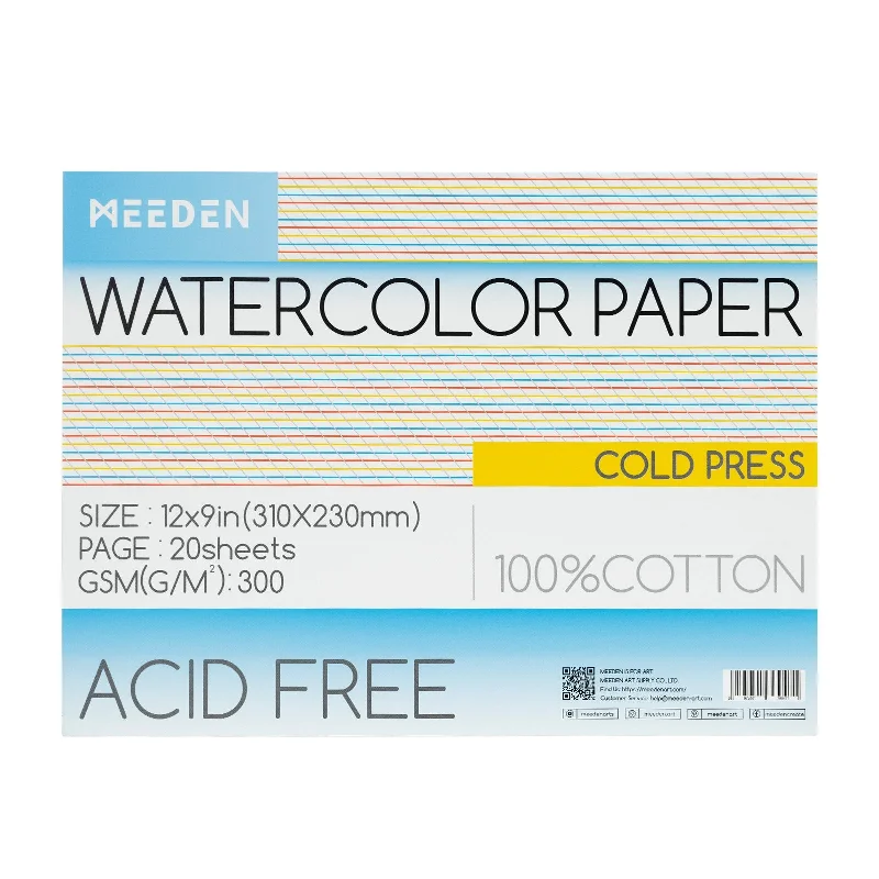 MEEDEN 12x9" Cold Press Watercolor Paper Pad 20 Sheets