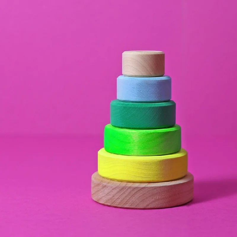 Solid Wood Stacking Cups with Different Sizes for Sensory Play and Motor SkillsGrimm's small conical tower neon green Solid Wood Stacking Cups with Different Sizes for Sensory Play and Motor SkillsGrimm's small conical tower neon green