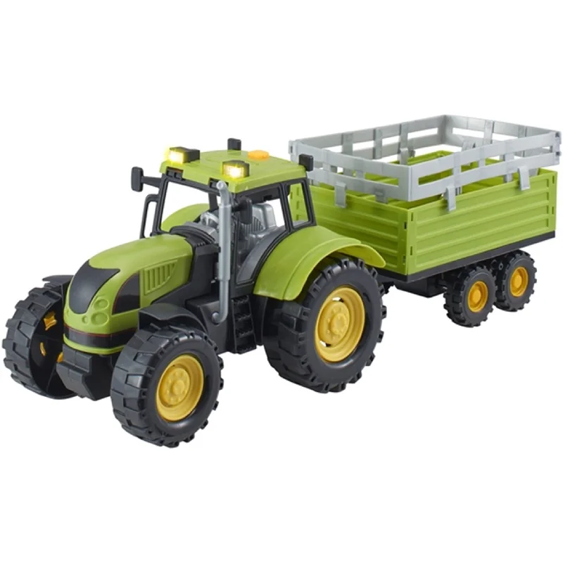 Die - Cast Model of a Military Jeep with Camouflage Paint and Weapon AccessoriesTeamsterz C/Life L&S Tractor & Trailer Green