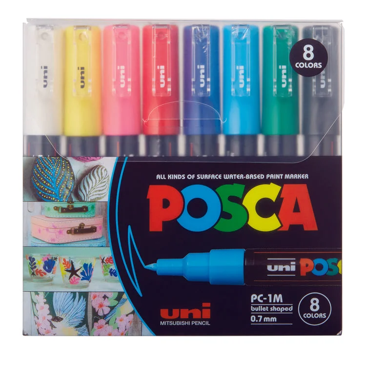 Hand - Sanded Wooden Dowels for Building Structures in 3D HandicraftsUni Posca Paint Marker 0.7-1.0mm Extra-Fine Tip Pen (PC-1M) - Set of 8 Colours