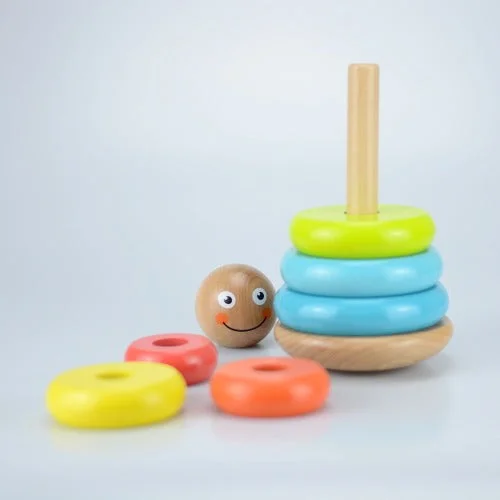 Solid Wood Stacking Cups with Different Sizes for Sensory Play and Motor SkillsWobbly Stacker Solid Wood Stacking Cups with Different Sizes for Sensory Play and Motor SkillsWobbly Stacker