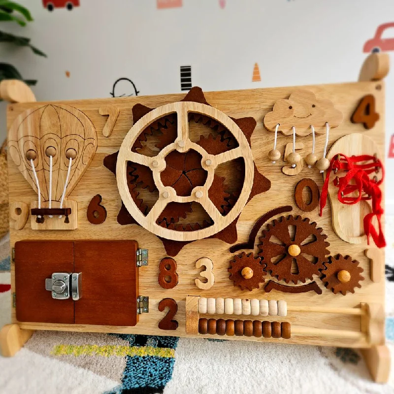 Solid Wood Construction Toy Set with Nuts, Bolts, and Tools for DIY ProjectsWonderPlay Busy Board