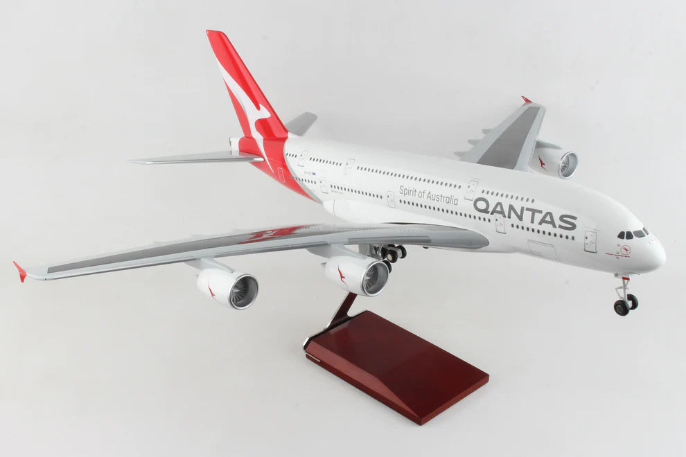 Hand - Assembled Solid Wood Spacecraft Models Toys for Space - Obsessed Teens1/100 QANTAS A380 with Wooden Stand