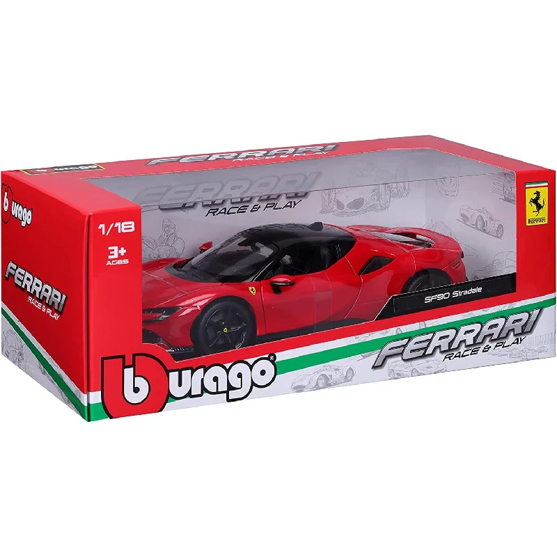 High - Quality Solid Wood Car Models Toys for Car Enthusiast Toddlers1/18 Ferrari RandP SF90 Stadale