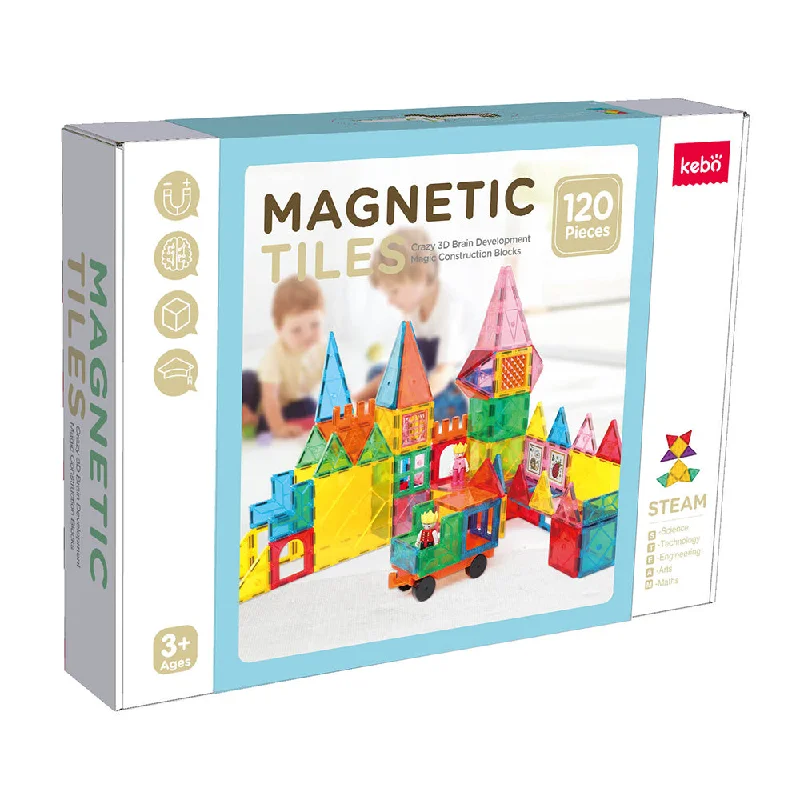 Large - Scale Solid Wood Educational Toys for Group Learning and CollaborationKEBO Classic Magnetic Tiles -120 Pcs