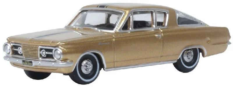 Battery - Powered Miniature Train for Indoor Home Layouts with Sound EffectsModel of the 1965 Plymouth Barracuda Gold by Oxford at 1:87 scale.