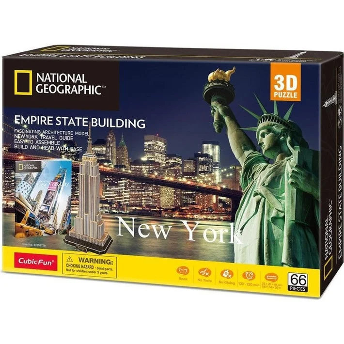 Hand - Carved Wooden Educational Toys with Alphabet - Learning Blocks3D Puzzle Empire State Building