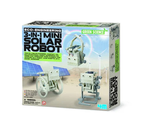 High - Grade Solid Wood Educational Toys for Improving Hand - Eye Coordination4M Eco Engineering Kit: 3-in-1 Mini Solar Robot