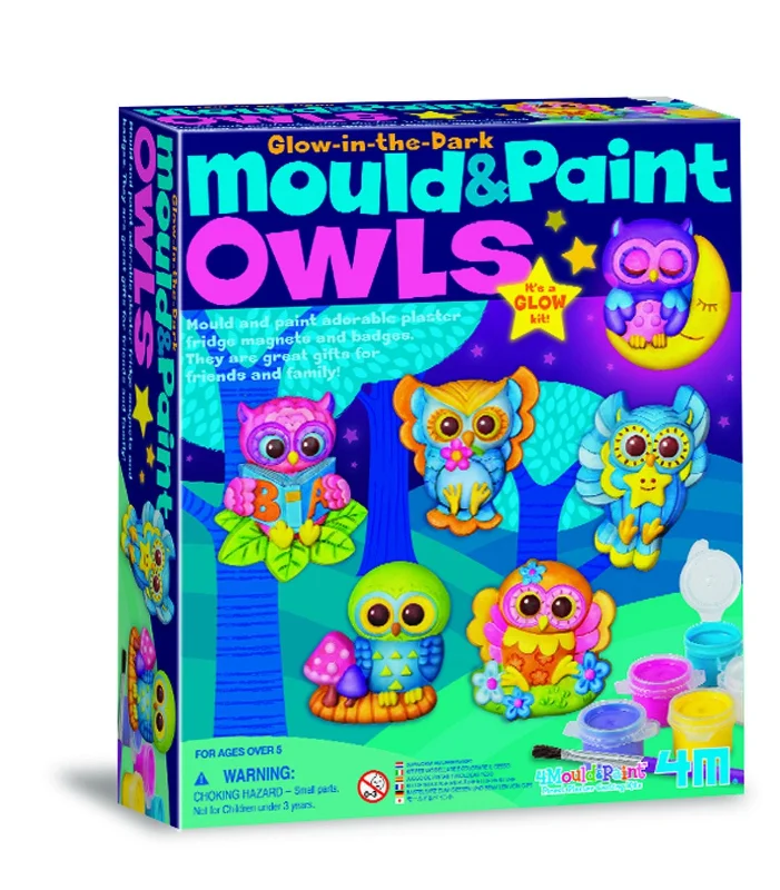 Hand - Sanded Wooden Educational Toys for Safe Exploration by Preschoolers4M Glow In The Dark Mould and Paint Owls