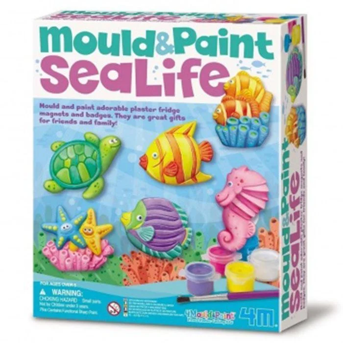 Solid Wood Educational Toys with a Science Experiment Theme for Young Learners4M - Mould & Paint - SeaLife