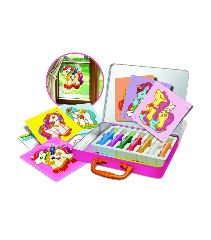 Sustainable Solid Wood Educational Toys with a Language - Learning Activity BookUnicorn Window Paints