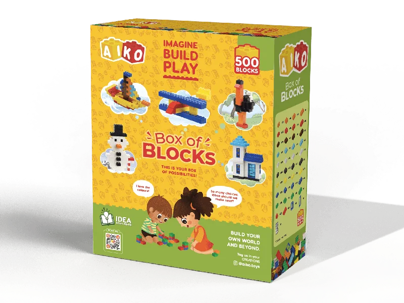 Solid Wood Educational Toys with a Coding and Logic - Building GameBox of Blocks 500-Piece Building Blocks