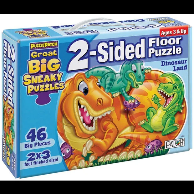 Hand - Painted Wooden Educational Toys in a Historical and Cultural ThemeDinosaur 2-Sided Floor Puzzle