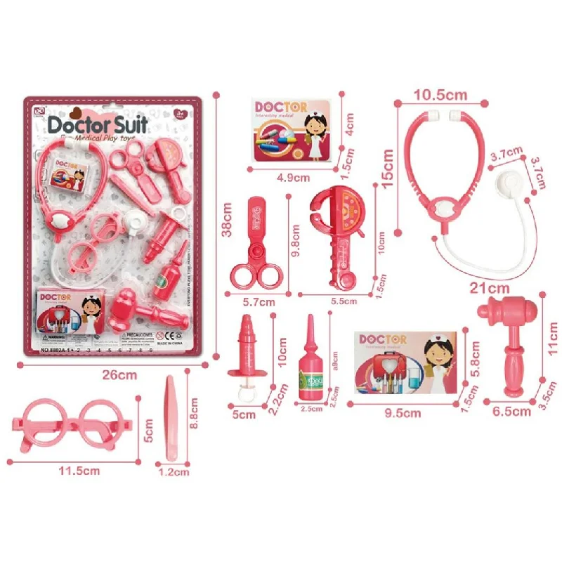 Hand - Made Wooden Educational Toys with a Space - Exploration SimulationDIY Toys Medical Instrument Set, Doctor Set 10 Accessories - Pink Hand - Made Wooden Educational Toys with a Space - Exploration SimulationDIY Toys Medical Instrument Set, Doctor Set 10 Accessories - Pink