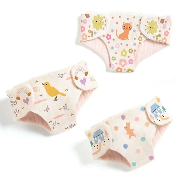 Dolls for Pet Lovers with Adorable Pet - Themed AccessoriesDjeco Pomea 3 nappies