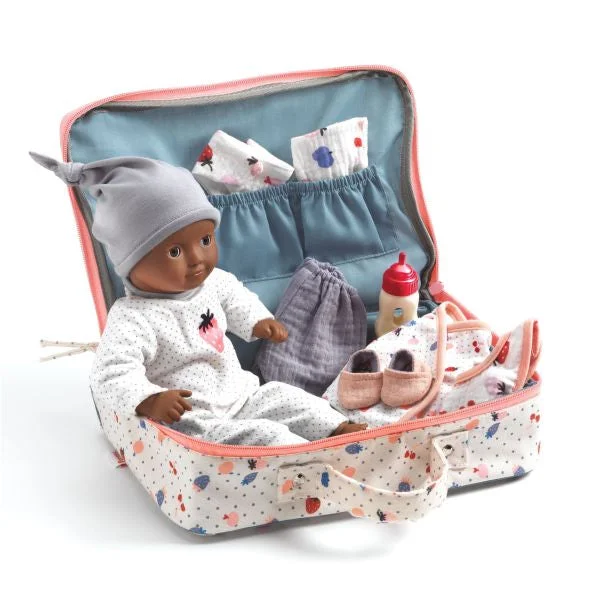 Dolls with Built - in LED Lights and Glow - in - the - Dark AccessoriesDjeco Pomea Cerise's suitcase