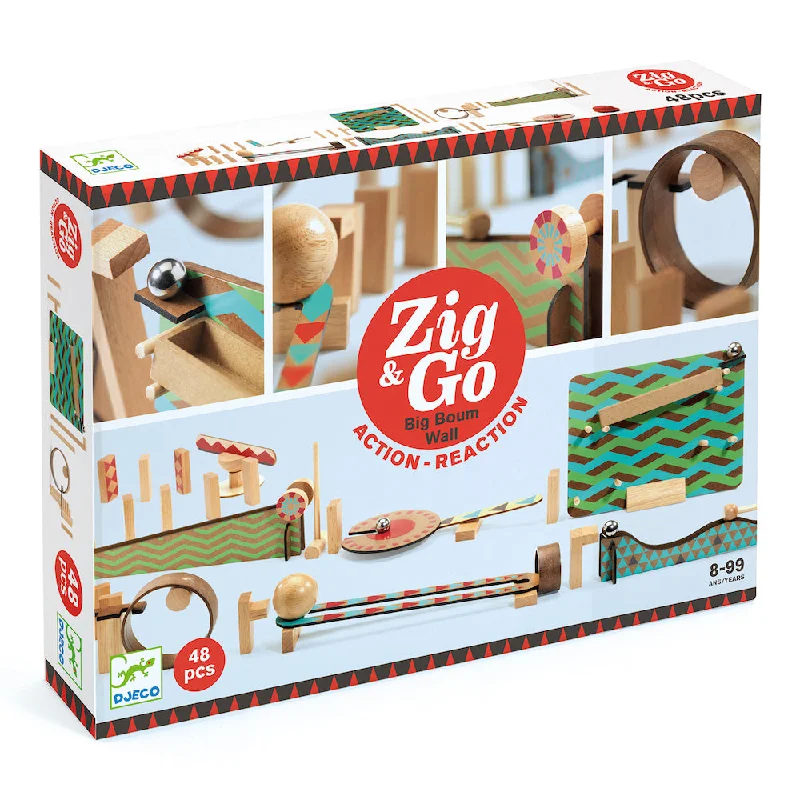 Hand - Made Wooden Educational Toys with a Space - Exploration SimulationDjeco Zig & Go - Big Boum Wall 48 pieces