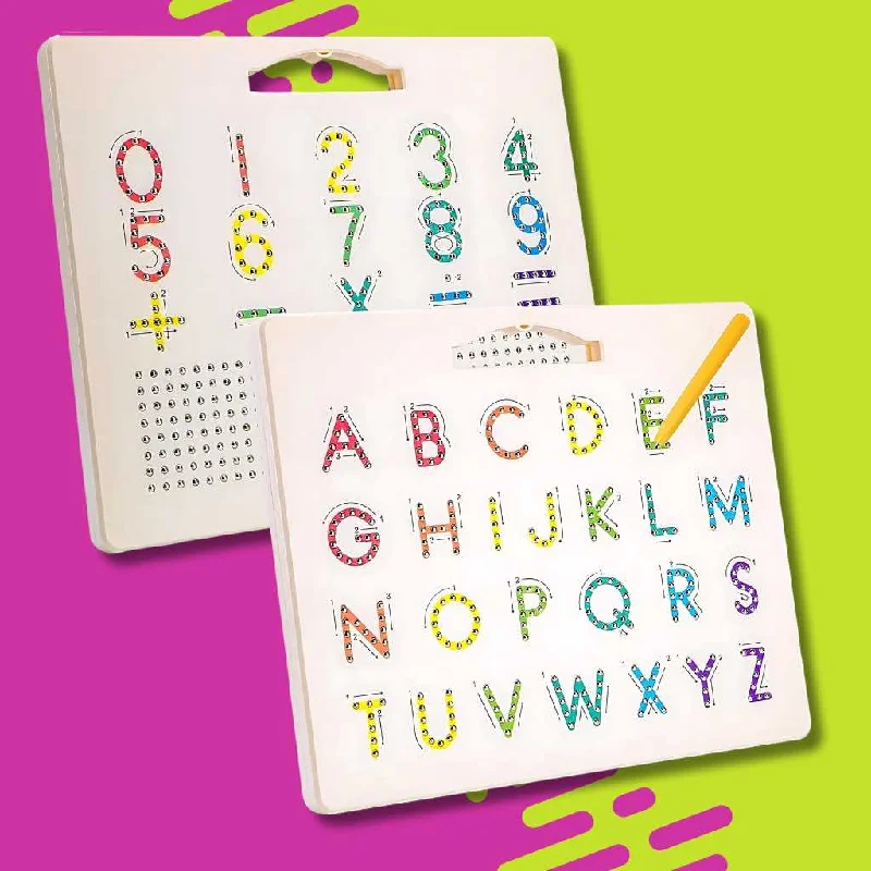 Solid Wood Educational Toys with a Math - Problem - Solving ChallengeDouble Sided Magnetic Alphabet Number Board