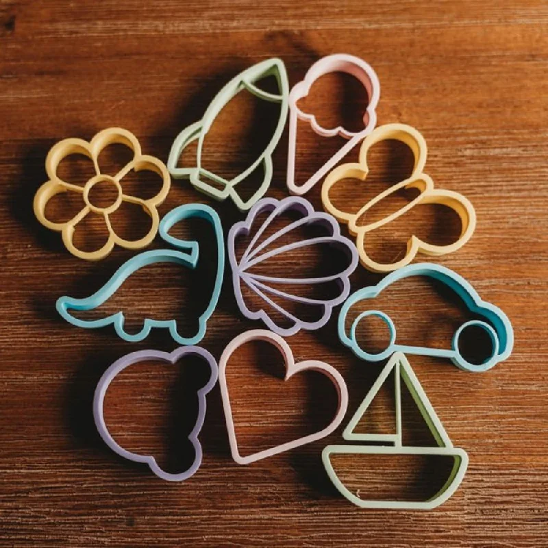 Eco - Friendly Solid Wood Educational Toys with Shape - Sorting Features for 1 - 3 Year OldsEco Cutter Set - Playdough Assorted Colour Shapes (set of 10) Eco - Friendly Solid Wood Educational Toys with Shape - Sorting Features for 1 - 3 Year OldsEco Cutter Set - Playdough Assorted Colour Shapes (set of 10)