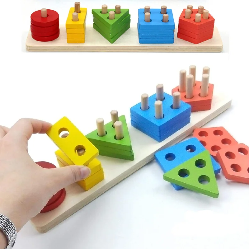 Large - Scale Solid Wood Educational Toys for Group Learning and CollaborationECO-FRIENDLY 3 IN1 wooden MATCHING SHAPE BOARD