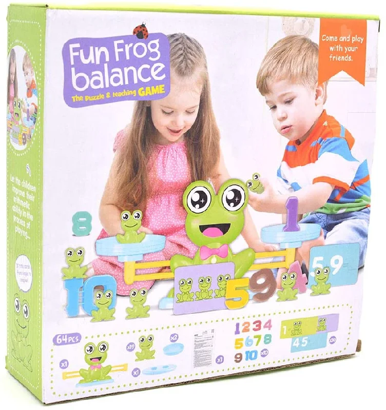 Natural Wood Educational Toys with a Construction and Engineering Play SetFun Frog Balance - Educational Math Counting Game STEM