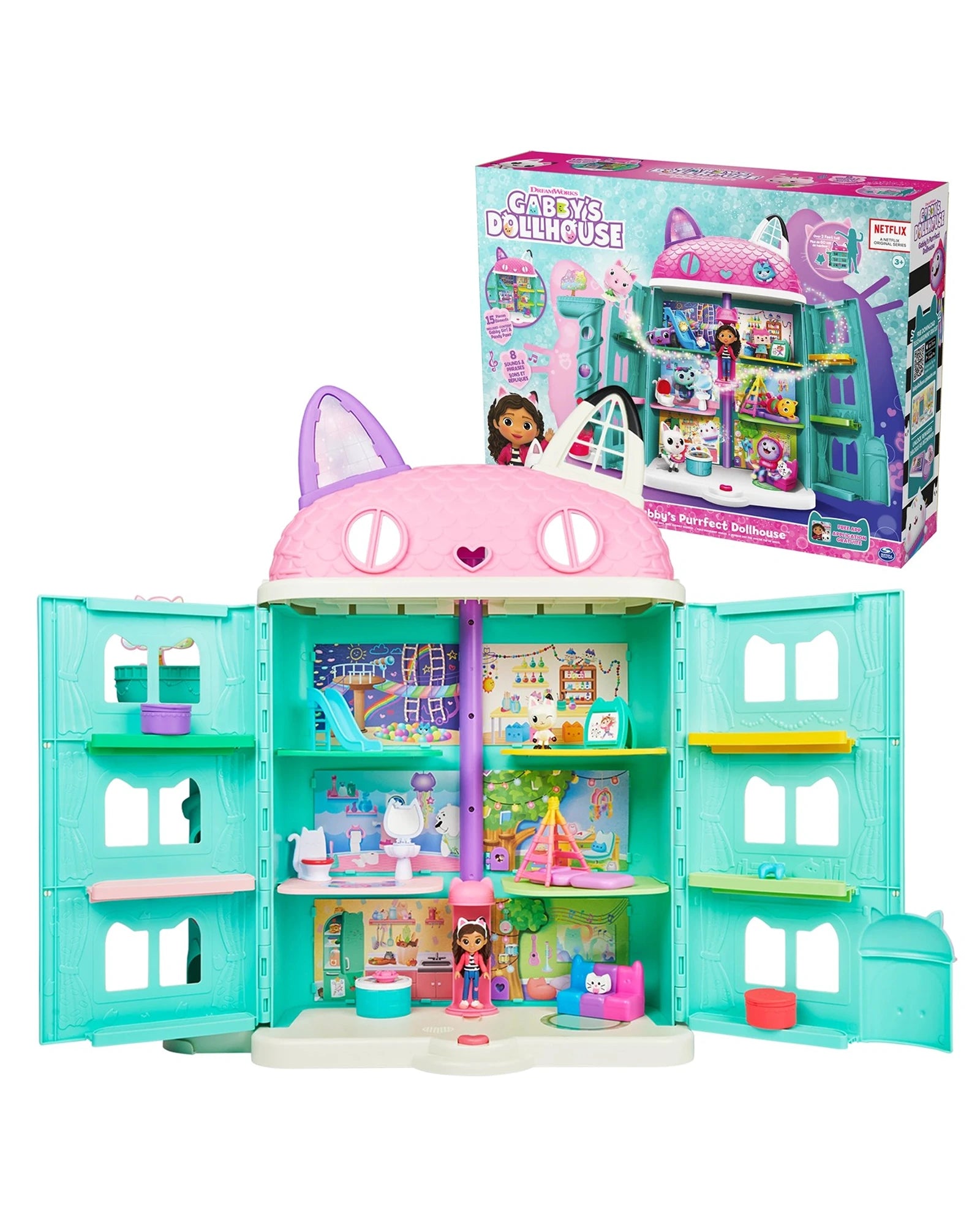 Dolls with Built - in LED Lights and Glow - in - the - Dark AccessoriesGabbys Dollhouse Purrfect Dollhouse Celebration Dolls with Built - in LED Lights and Glow - in - the - Dark AccessoriesGabbys Dollhouse Purrfect Dollhouse Celebration