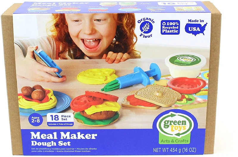 Sustainable Wooden Educational Toys with Counting and Number Recognition ElementsGreen Toys Meal Maker Dough Set