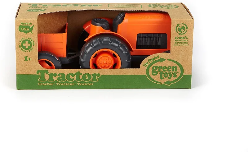 Solid Wood Educational Toys with a Coding and Logic - Building GameGreen ToysTractor - Orange