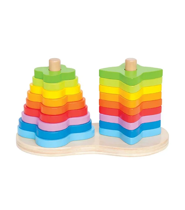 Large - Scale Solid Wood Educational Toys for Group Learning and CollaborationDouble Rainbow Stacker Large - Scale Solid Wood Educational Toys for Group Learning and CollaborationDouble Rainbow Stacker