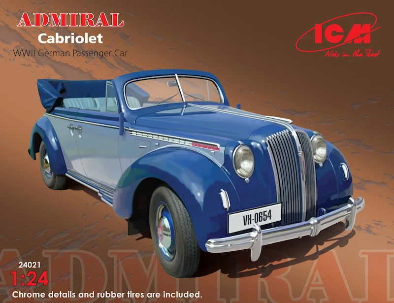 Die - Cast Model of a London Double - Decker Bus with Detailed Interior and ExteriorICM 24021 1:24 Admiral Cabriolet WWII German Passenger Car Die - Cast Model of a London Double - Decker Bus with Detailed Interior and ExteriorICM 24021 1:24 Admiral Cabriolet WWII German Passenger Car