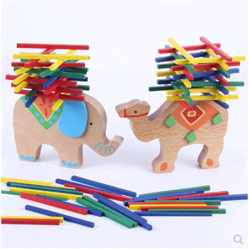 Hand - Painted Wooden Educational Toys in a Historical and Cultural ThemeInteractive Elephant Balance Beam