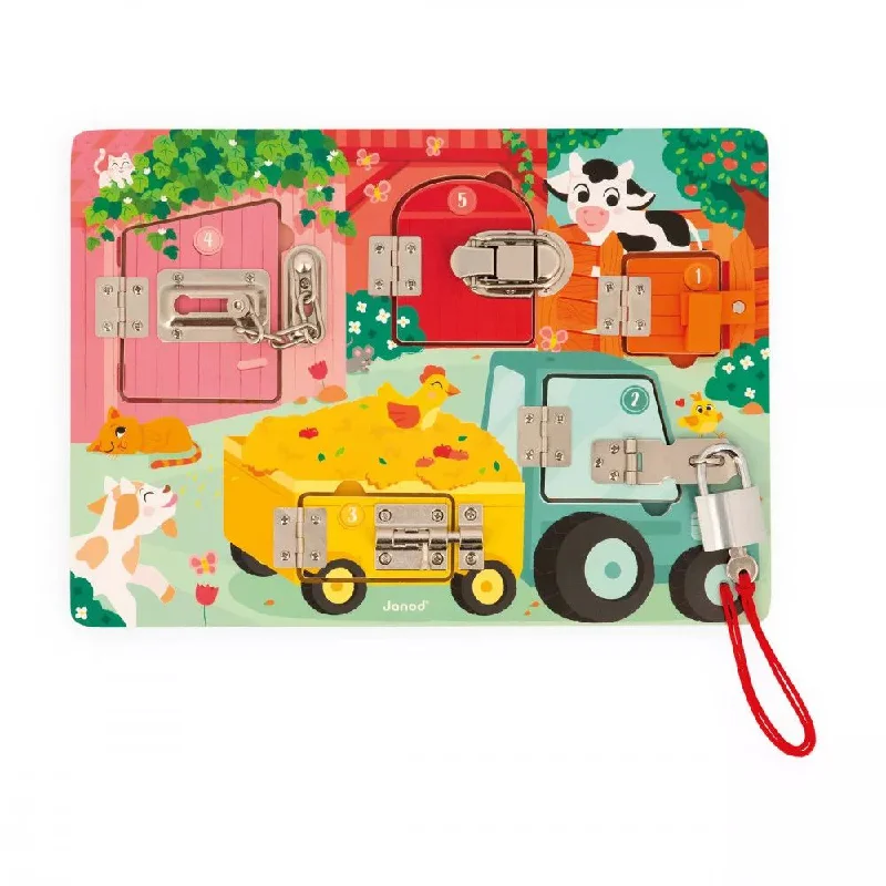 Natural Wood Educational Toys with a Magnetic Puzzle Design for Brain TrainingJanod Padlocks & Latches Board Natural Wood Educational Toys with a Magnetic Puzzle Design for Brain TrainingJanod Padlocks & Latches Board