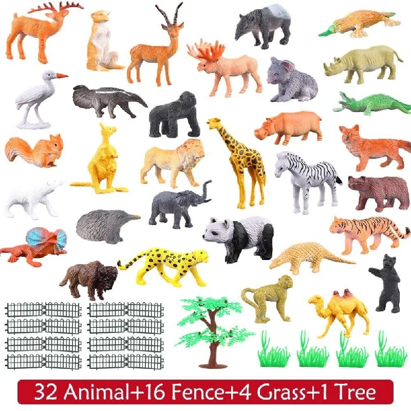 Natural Finish Wooden Educational Toys with a Music - Making Function for 3 - 5 Year OldsJungle Animals - Miniature Models