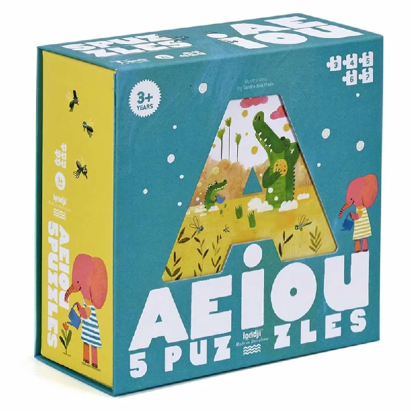 Eco - Conscious Solid Wood Educational Toys with a Social - Skills Development GameLondji AEIOU 5 Puzzles