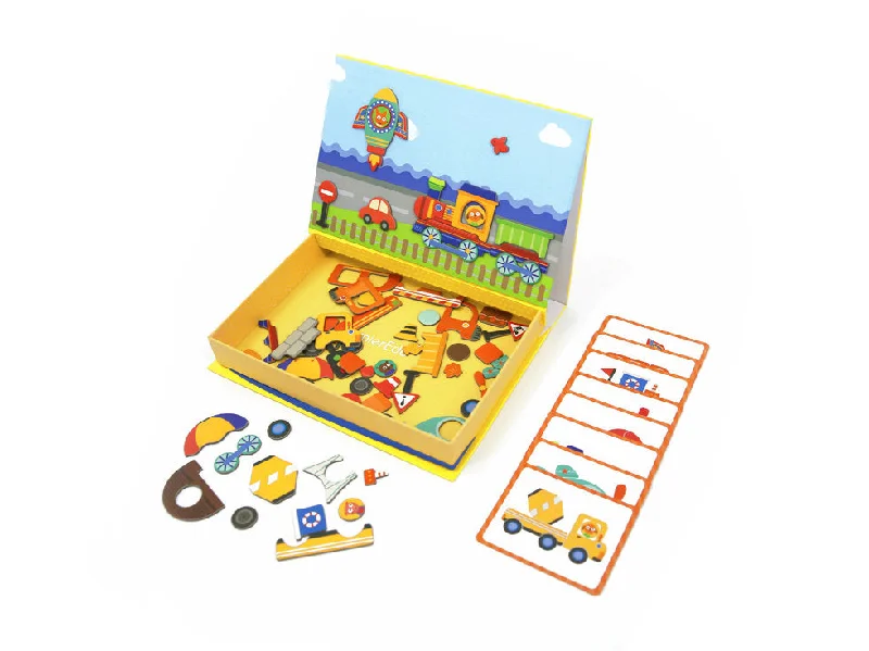 Hand - Sanded Wooden Educational Toys for Safe Exploration by PreschoolersMagnetic Art Case Vehicles