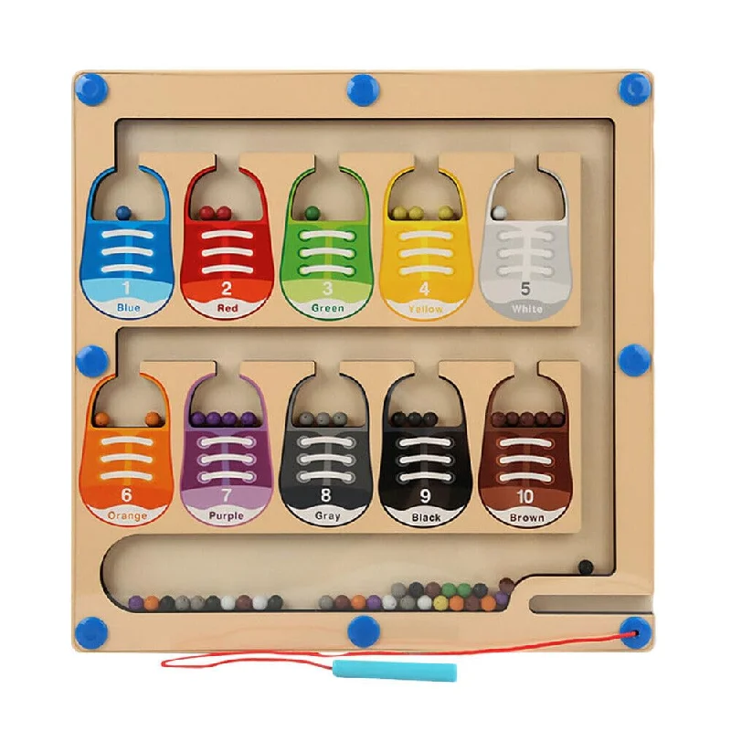 High - Quality Solid Wood Educational Toys for Developing Fine Motor Skills in KidsMagnetic Color and Number Maze Board Puzzle Counting, Matching and Fine Motor Skills Activity Toy for Toddlers (Colourful Shoes) High - Quality Solid Wood Educational Toys for Developing Fine Motor Skills in KidsMagnetic Color and Number Maze Board Puzzle Counting, Matching and Fine Motor Skills Activity Toy for Toddlers (Colourful Shoes)