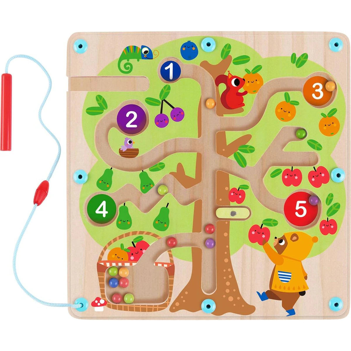 Sustainable Solid Wood Educational Toys with a Language - Learning Activity BookTooky Toy Magnetic Counting Fruit Ball Maze Tree Sustainable Solid Wood Educational Toys with a Language - Learning Activity BookTooky Toy Magnetic Counting Fruit Ball Maze Tree