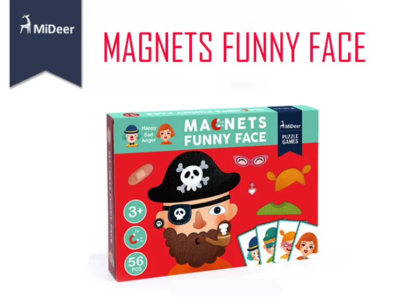 Natural Wood Educational Toys with a Construction and Engineering Play SetMiDeer Magnetic Funny Face