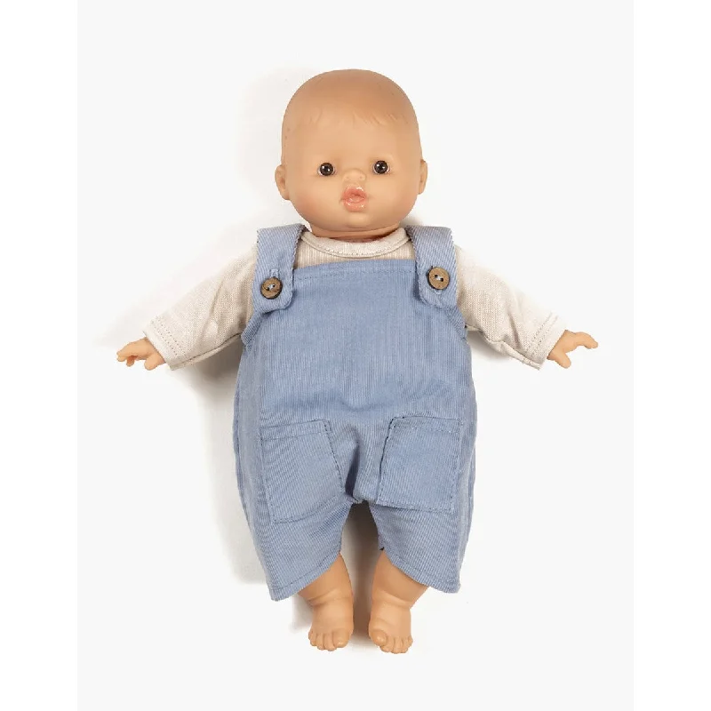 Dolls for Pet Lovers with Adorable Pet - Themed AccessoriesMinikane babies Antonin sky blue overalls and linen jersey t-shirt