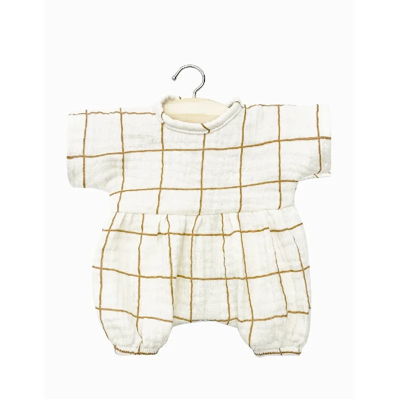 Dolls with a Weighted Body for a Soothing Effect and Comfort - Oriented AccessoriesMinikane babies noa romper in double gauze checks Aldo