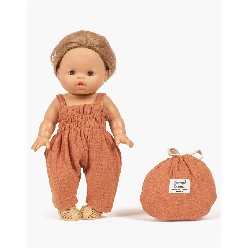 Plus - Sized Soft - Body Cloth Dolls for Toddlers with a Set of Colorful Clothing AccessoriesMiniKane gordis Bonnie jumpsuit in marsala cotton gauze jumpsuit with pouch