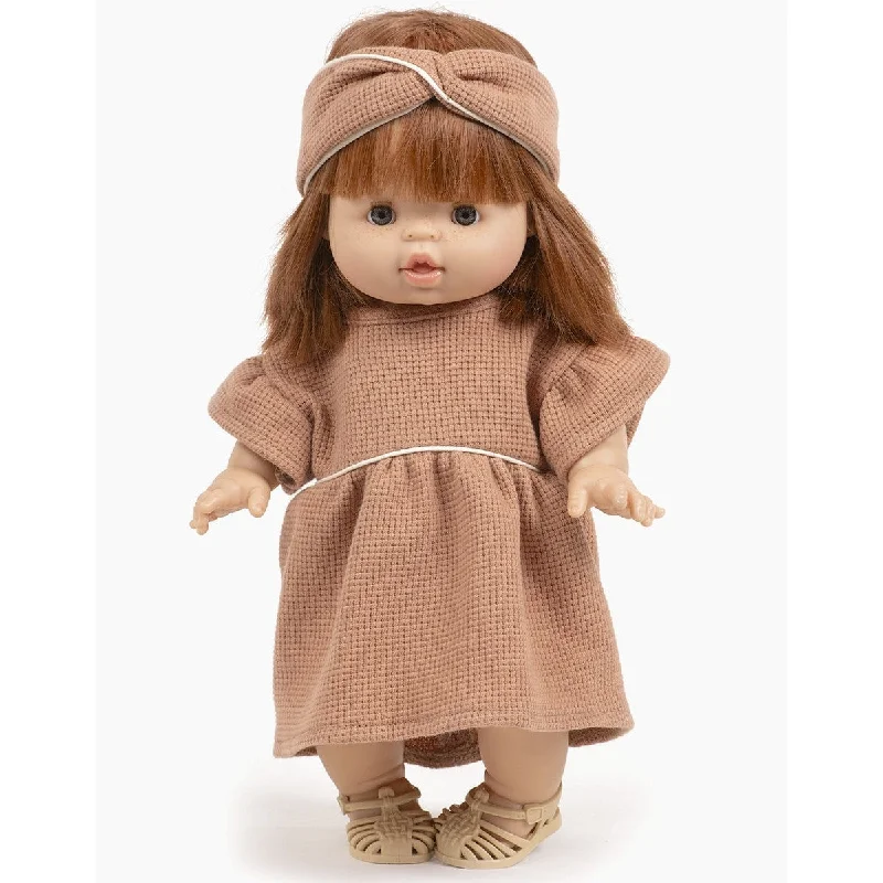 Dolls with a Weighted Body for a Soothing Effect and Comfort - Oriented AccessoriesMinikane gordis daisy dress and crossed headband in brown sugar honeycomb knit