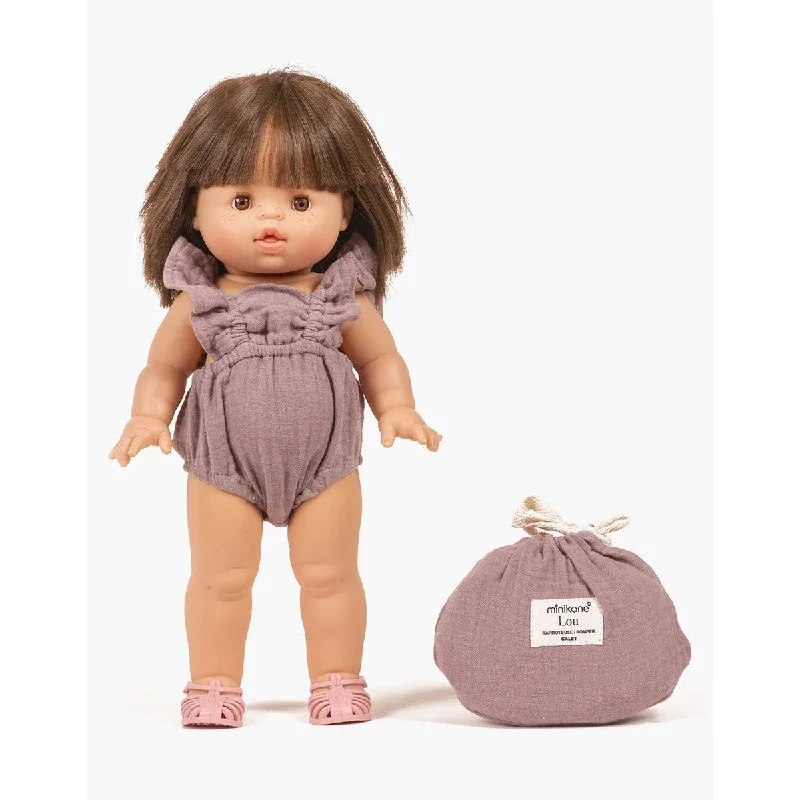 Dolls Inspired by Popular Fantasy Characters with Magic - Themed AccessoriesMinikane gordis Lou retro romper in pebble cotton gauze with pouch