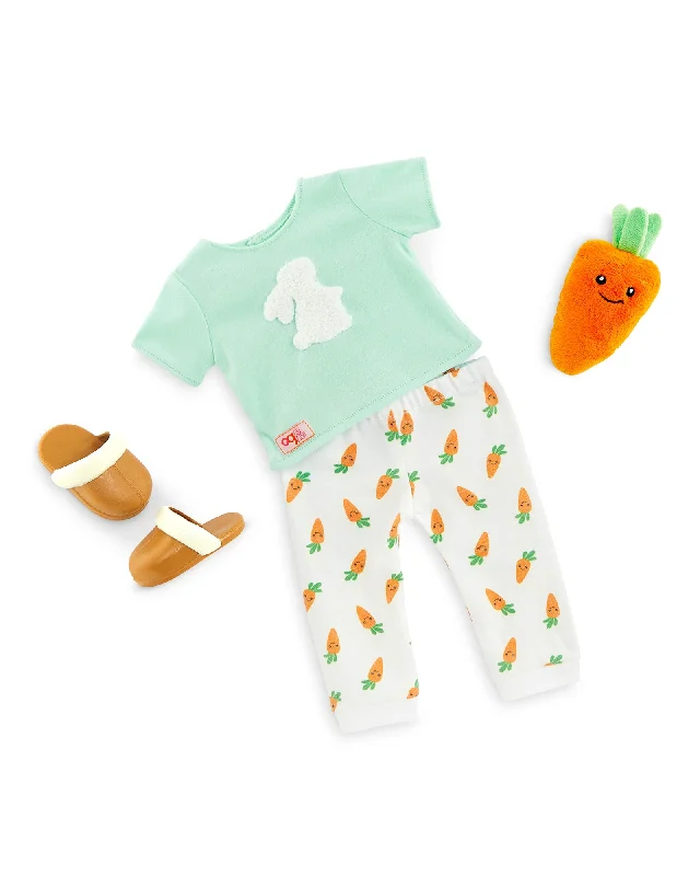 Dolls with a Solar - Powered Feature and Outdoor - Adventure AccessoriesOur Generation Bunny Printed Pajama with Carrot Plush Outfit Dolls with a Solar - Powered Feature and Outdoor - Adventure AccessoriesOur Generation Bunny Printed Pajama with Carrot Plush Outfit