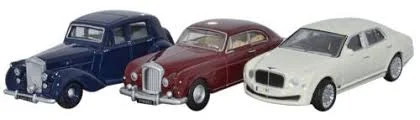 Collectible Train Set with a Steam Locomotive, Passenger Cars, and Track AccessoriesOxford Diecast 3 Piece Bentley Set MkVI_Continental_ Mulsanne - 1:76