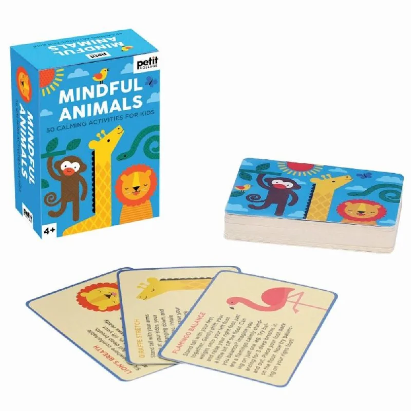 Natural Wood Educational Toys with a Construction and Engineering Play SetPetit Collage Mindful Animals - Calming Activity Cards Multi-Coloured