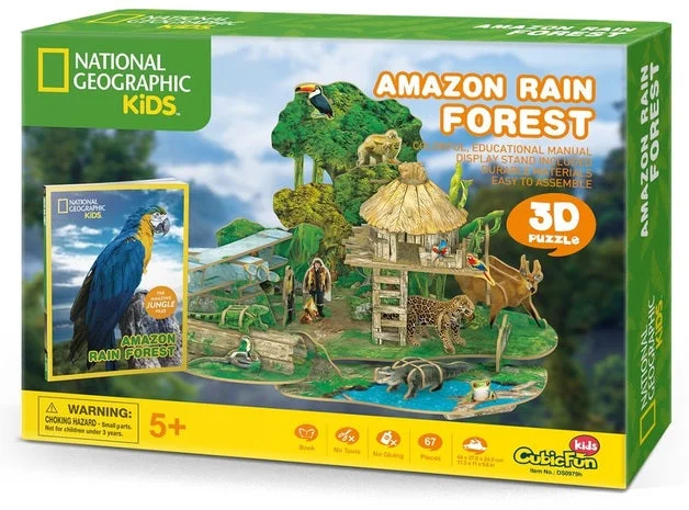 Solid Wood Educational Toys with a Science Experiment Theme for Young LearnersRain Forest 3D Puzzle