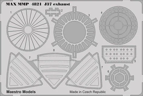 Hand - Carved Solid Wood Ship Models Toys for Maritime EnthusiastsSAAB 37 Viggen PE Exhaust & Thrust Doors Set (TAR)