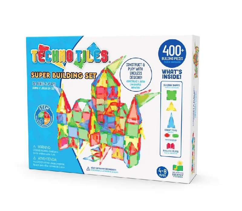 Sustainable Solid Wood Educational Toys with a Language - Learning Activity BookTechno Tiles Super 400 piece Building Set Sustainable Solid Wood Educational Toys with a Language - Learning Activity BookTechno Tiles Super 400 piece Building Set
